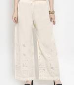 Off-white plain rayon palazzo-pants