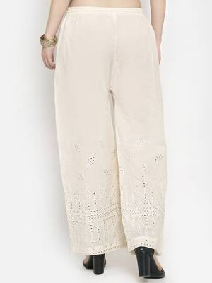 Off-white plain rayon palazzo-pants 4