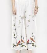 Off-white printed rayon palazzo-pants