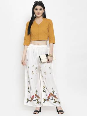 Off-white printed rayon palazzo-pants 2