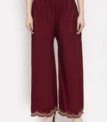 Maroon plain rayon palazzo-pants