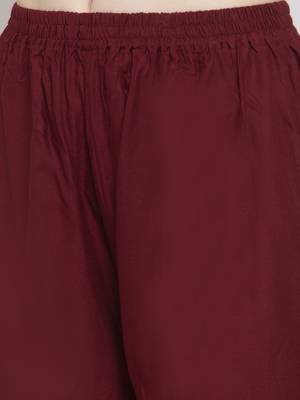 Maroon plain rayon palazzo-pants 5