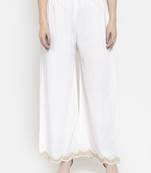 White plain rayon palazzo-pants