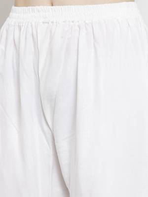 White plain rayon palazzo-pants 5