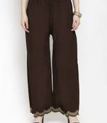 Coffee plain rayon palazzo-pants