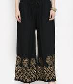 Black printed rayon palazzo-pants