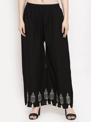 Black plain rayon palazzo-pants 1