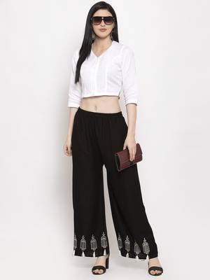 Black plain rayon palazzo-pants 2