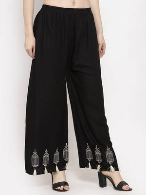 Black plain rayon palazzo-pants 3