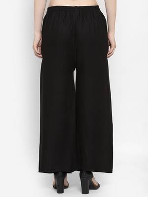 Black plain rayon palazzo-pants 4