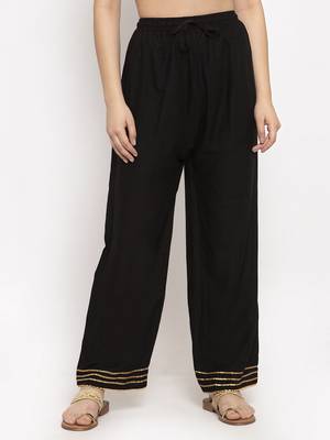 Black plain rayon palazzo-pants 1