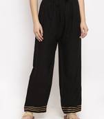 Black plain rayon palazzo-pants