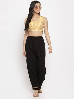 Black plain rayon palazzo-pants 2