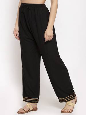 Black plain rayon palazzo-pants 3