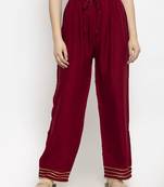 Maroon plain rayon palazzo-pants