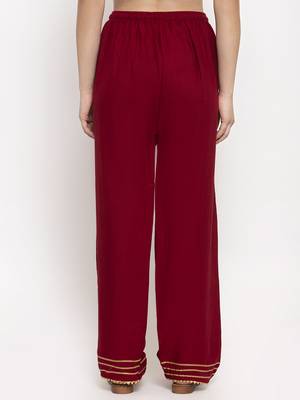 Maroon plain rayon palazzo-pants 4