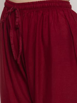 Maroon plain rayon palazzo-pants 5