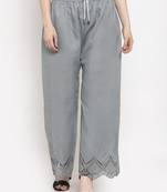 Grey plain rayon palazzo-pants