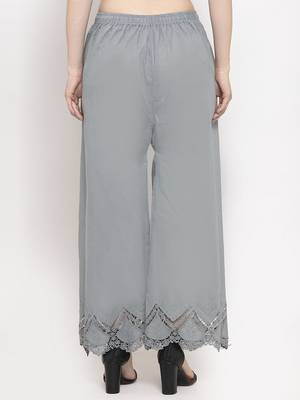 Grey plain rayon palazzo-pants 4