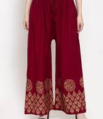Maroon printed rayon palazzo-pants