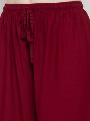Maroon printed rayon palazzo-pants 5