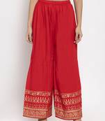 Red printed rayon palazzo-pants