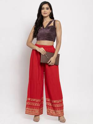 Red printed rayon palazzo-pants 2