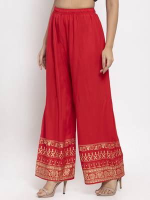 Red printed rayon palazzo-pants 3