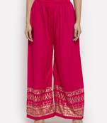 Magenta printed rayon palazzo-pants