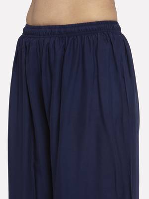 Navy-blue printed rayon palazzo-pants 5