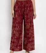 Maroon printed rayon palazzo-pants