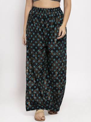 Black printed rayon palazzo-pants 1