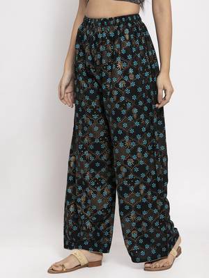 Black printed rayon palazzo-pants 3