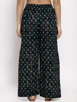 Black printed rayon palazzo-pants 4