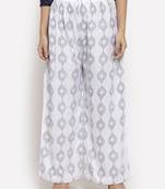 White printed rayon palazzo-pants