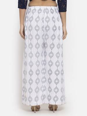 White printed rayon palazzo-pants 4