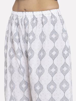 White printed rayon palazzo-pants 5