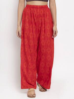 Red printed rayon palazzo-pants 1