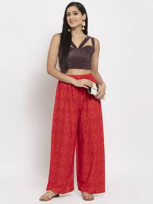Red printed rayon palazzo-pants 2