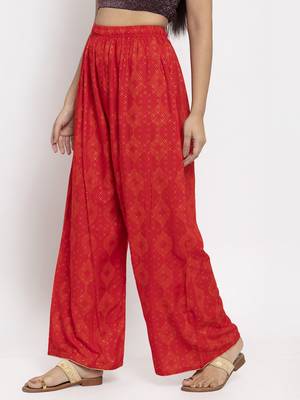 Red printed rayon palazzo-pants 3