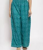 Turquoise printed rayon palazzo-pants
