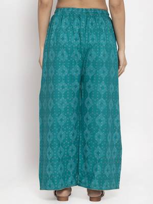 Turquoise printed rayon palazzo-pants 4