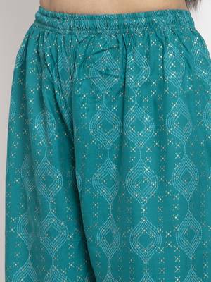 Turquoise printed rayon palazzo-pants 5