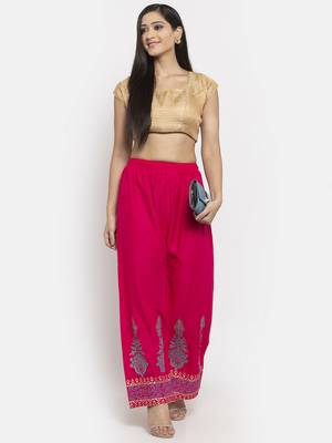 Magenta printed rayon palazzo-pants 2