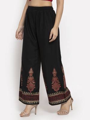 Black printed rayon palazzo-pants 3