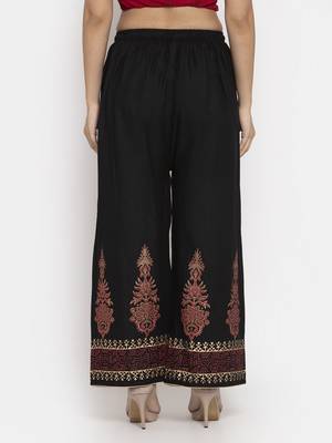 Black printed rayon palazzo-pants 4