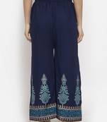 Navy-blue printed rayon palazzo-pants