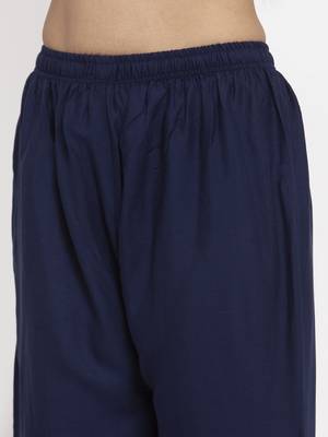 Navy-blue printed rayon palazzo-pants 5