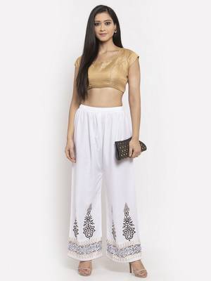 White printed rayon palazzo-pants 2