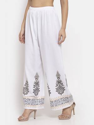 White printed rayon palazzo-pants 3